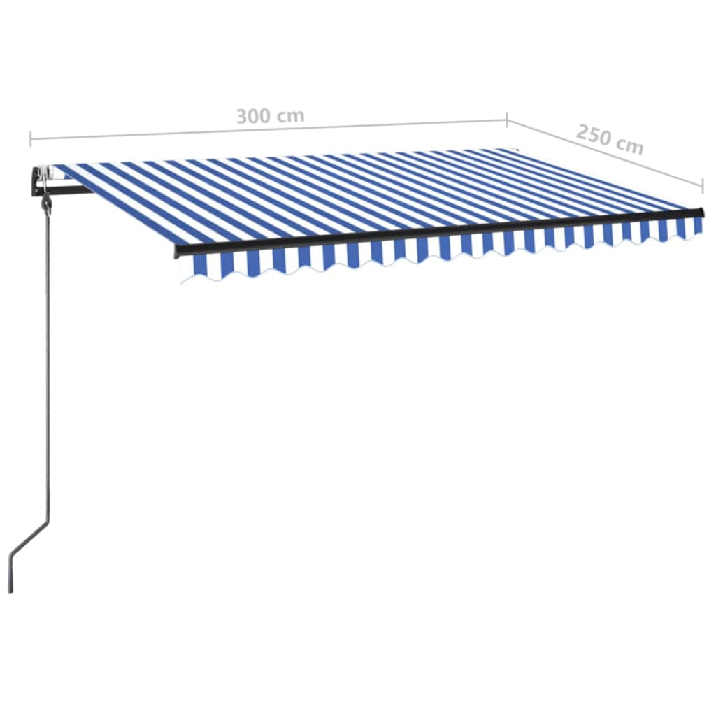 Tenda retrattile Blu e Bianco 300 x 250 cm Poliestere