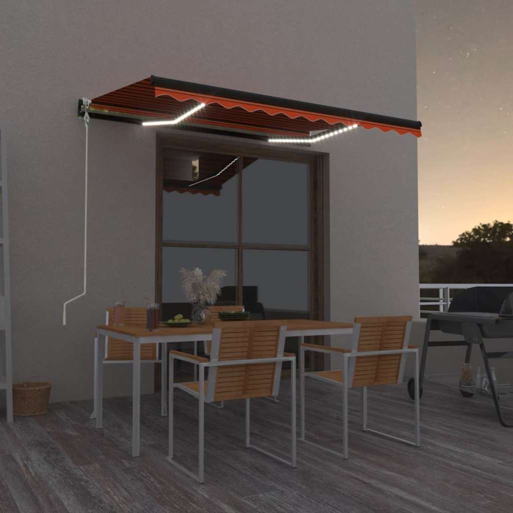 Tenda Automatica Sensore Vento e LED 300x250 cm Arancio Marrone