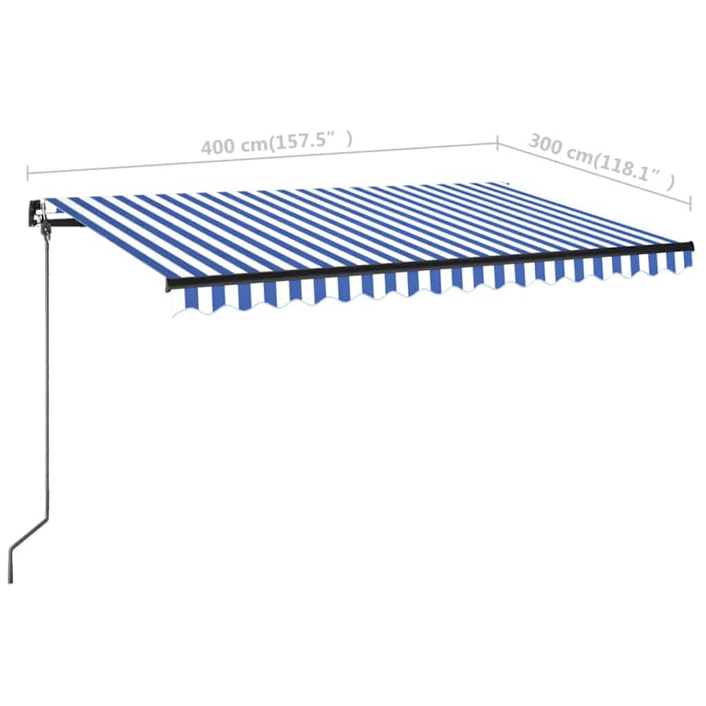 Tenda da Sole Retrattile Manuale 400x300 cm Blu e Bianca