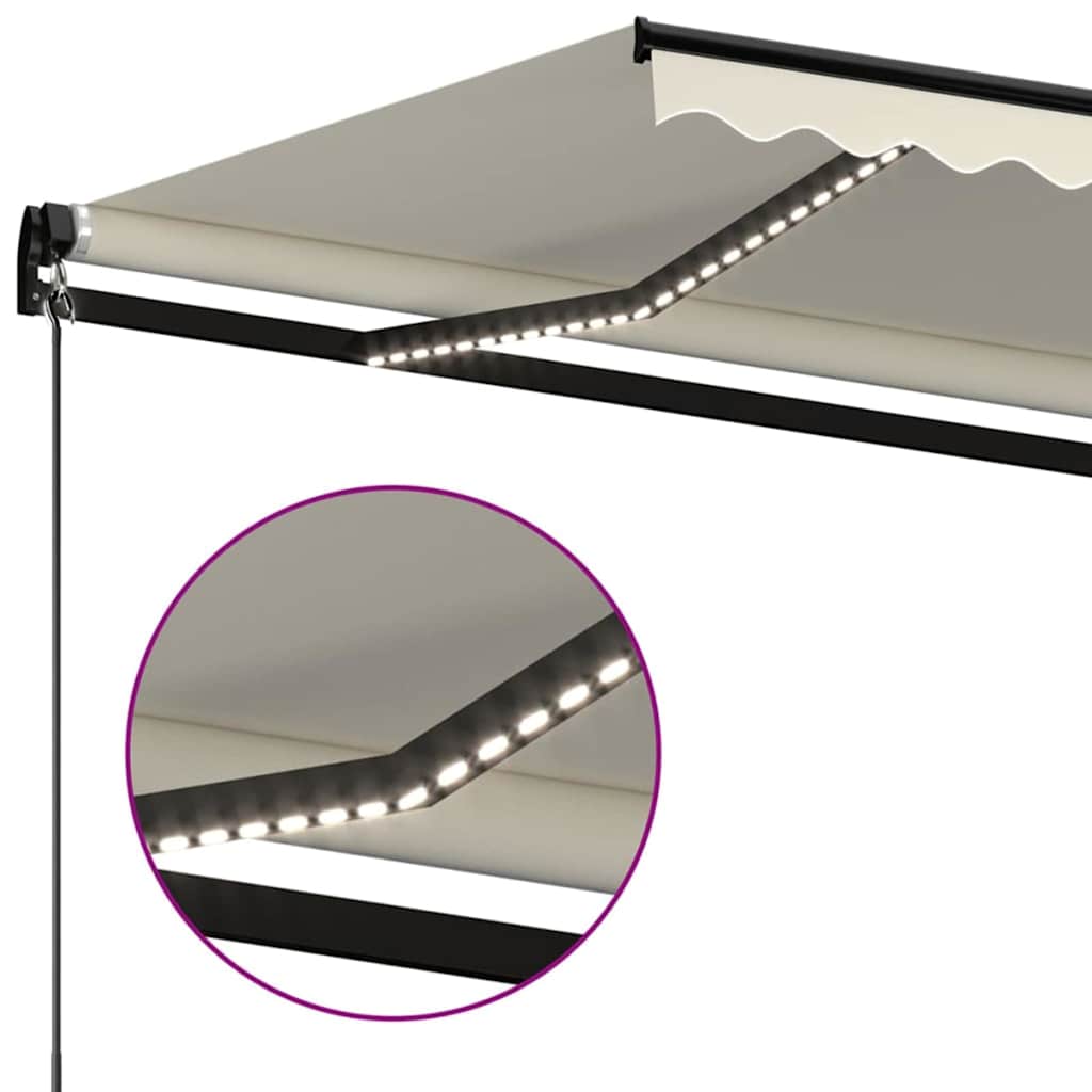 Tenda da Sole Retrattile Manuale con LED 400x300 cm Crema
