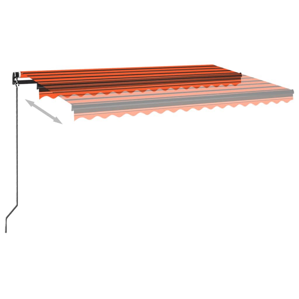 Tenda da Sole Retrattile Manuale LED 400x300 cm Arancio Marrone