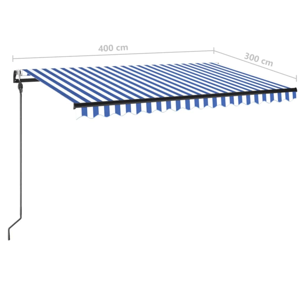 Tenda retrattile Blu e Bianco 400 × 300 cm Poliestere