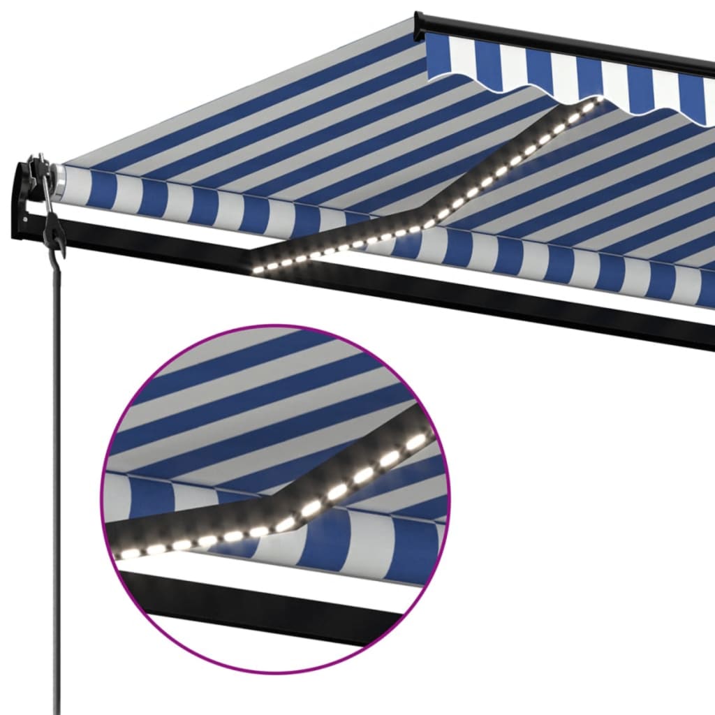 Tenda retrattile Blu e Bianco 400 × 300 cm Poliestere