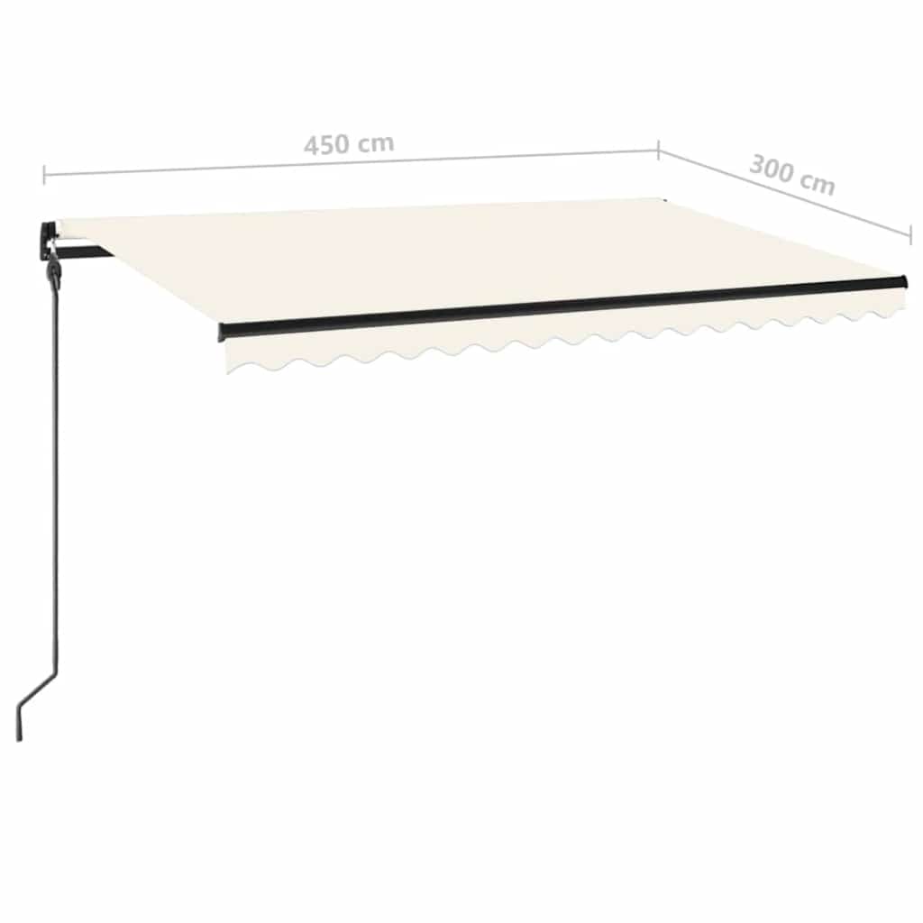 Tenda da Sole Retrattile Manuale con LED 450x300 cm Crema