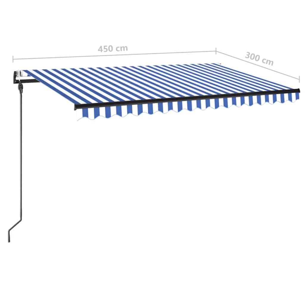 Tenda da Sole Retrattile Automatica 450x300 cm Blu e Bianca