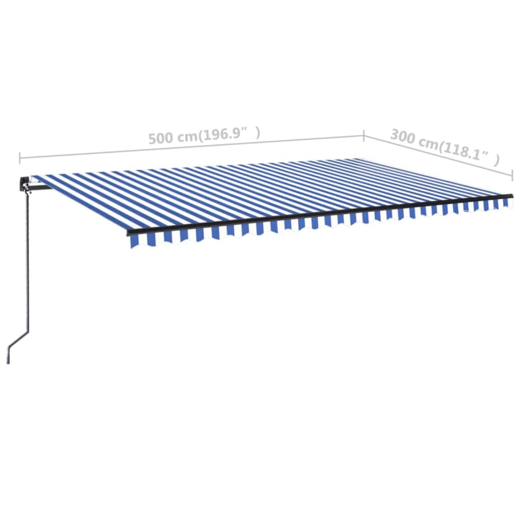 Tenda da Sole Retrattile Manuale 500x300 cm Blu e Bianco