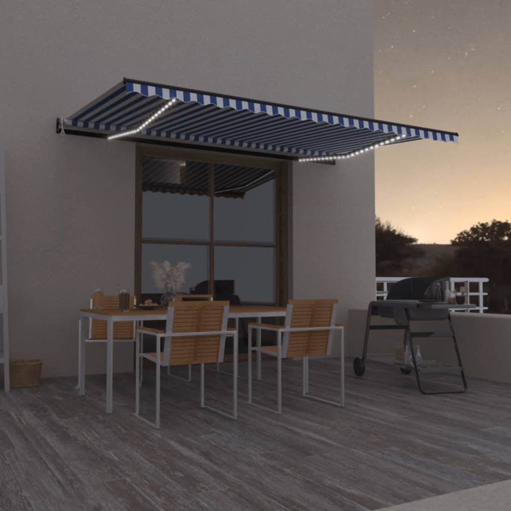 Tenda retrattile Blu e Bianco 500 × 300 cm Poliestere
