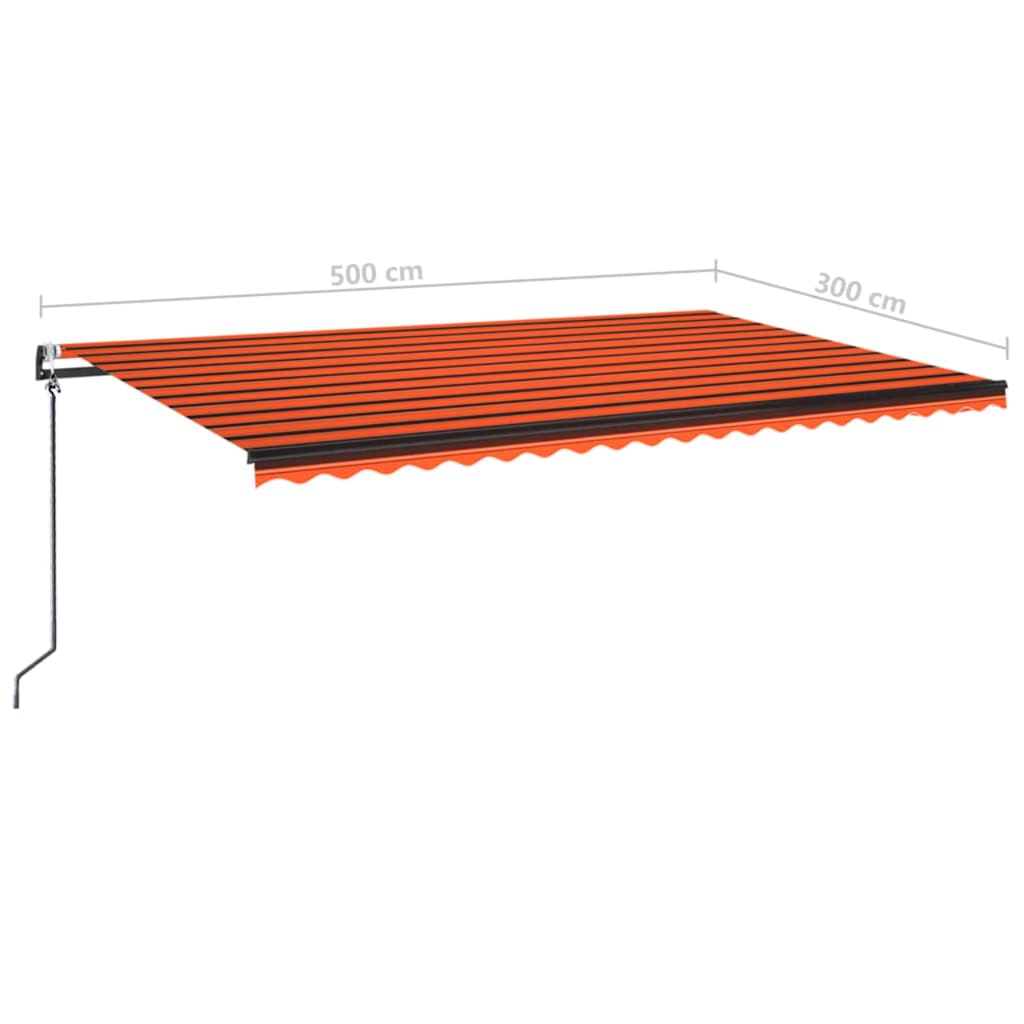 Tenda Automatica Sensore Vento e LED 500x300 cm Arancio Marrone