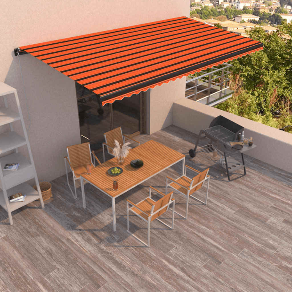 Tenda da sole retrattile manuale 600x300 cm Arancione e Marrone
