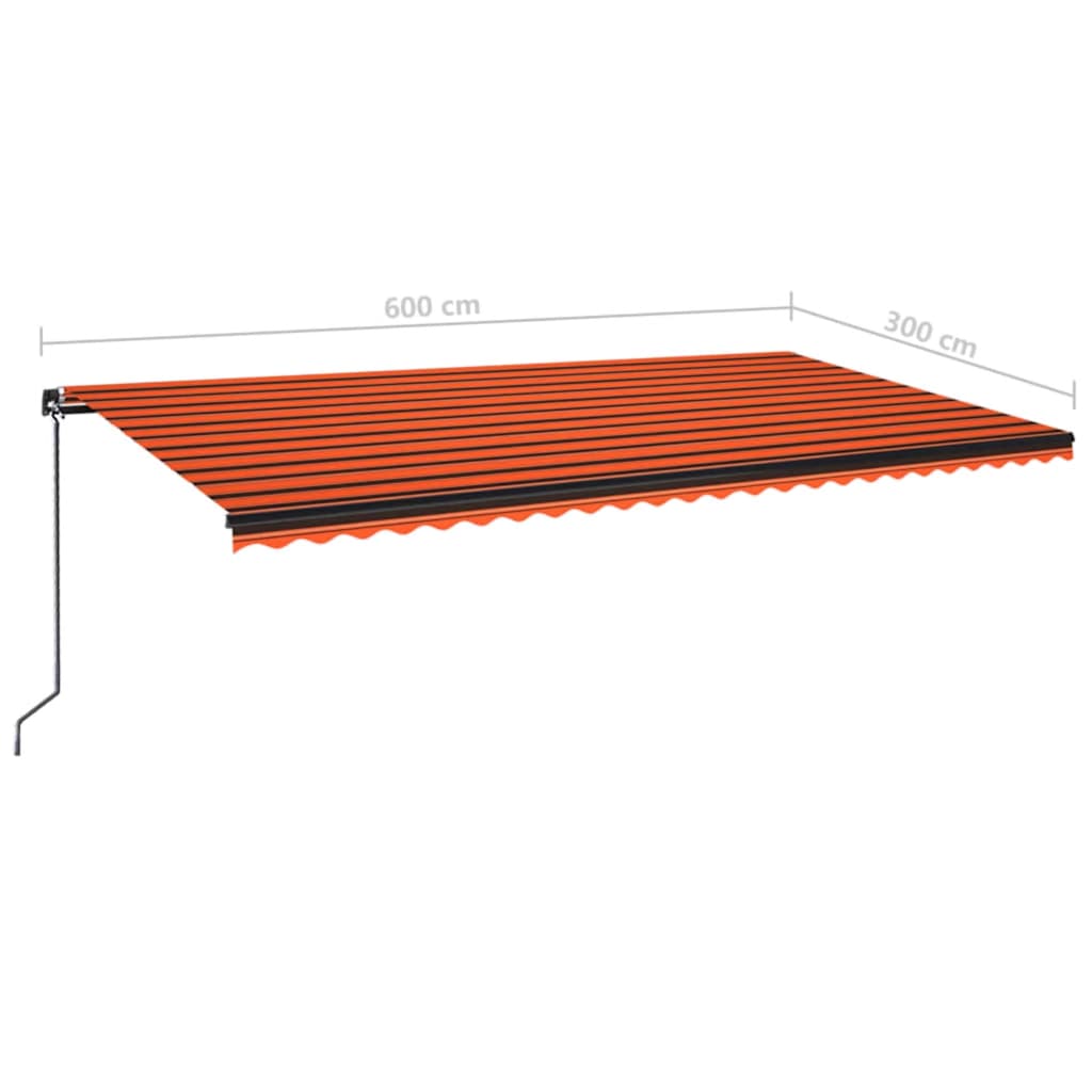 Tenda da sole retrattile manuale 600x300 cm Arancione e Marrone