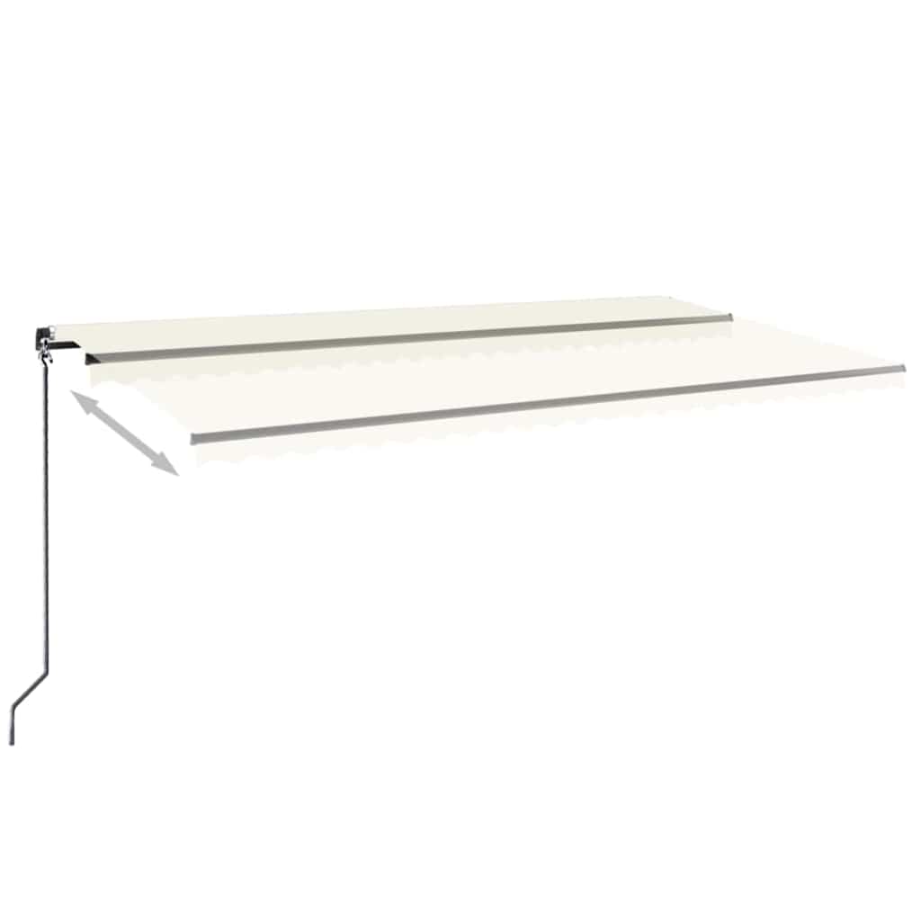 Tenda da sole retrattile manuale con LED 600x300 cm Crema