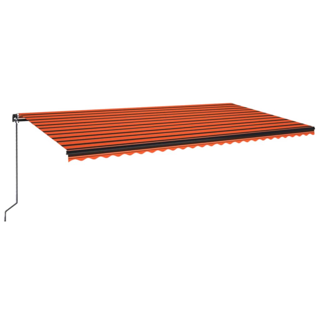 Tenda da sole retrattile manuale con LED 600x300 cm Arancione e Marrone