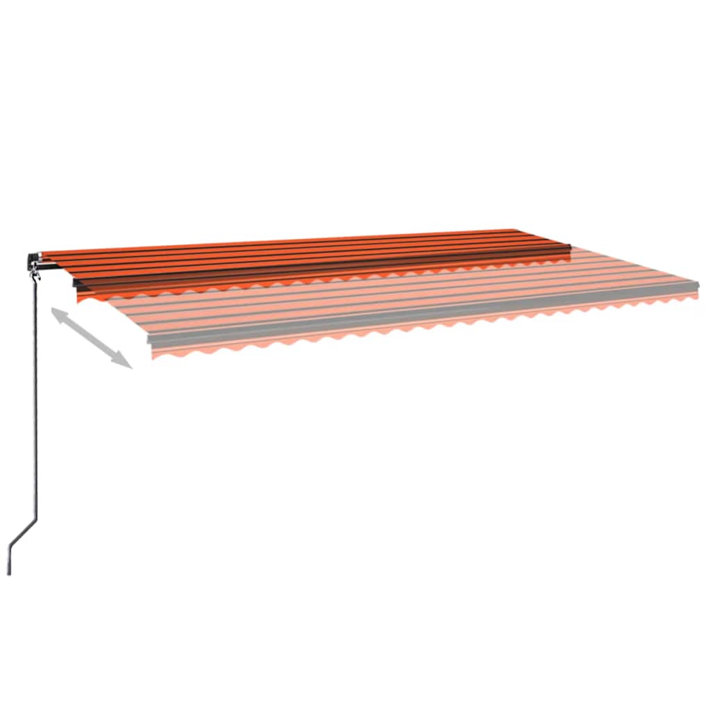 Tenda da sole retrattile manuale con LED 600x300 cm Arancione e Marrone