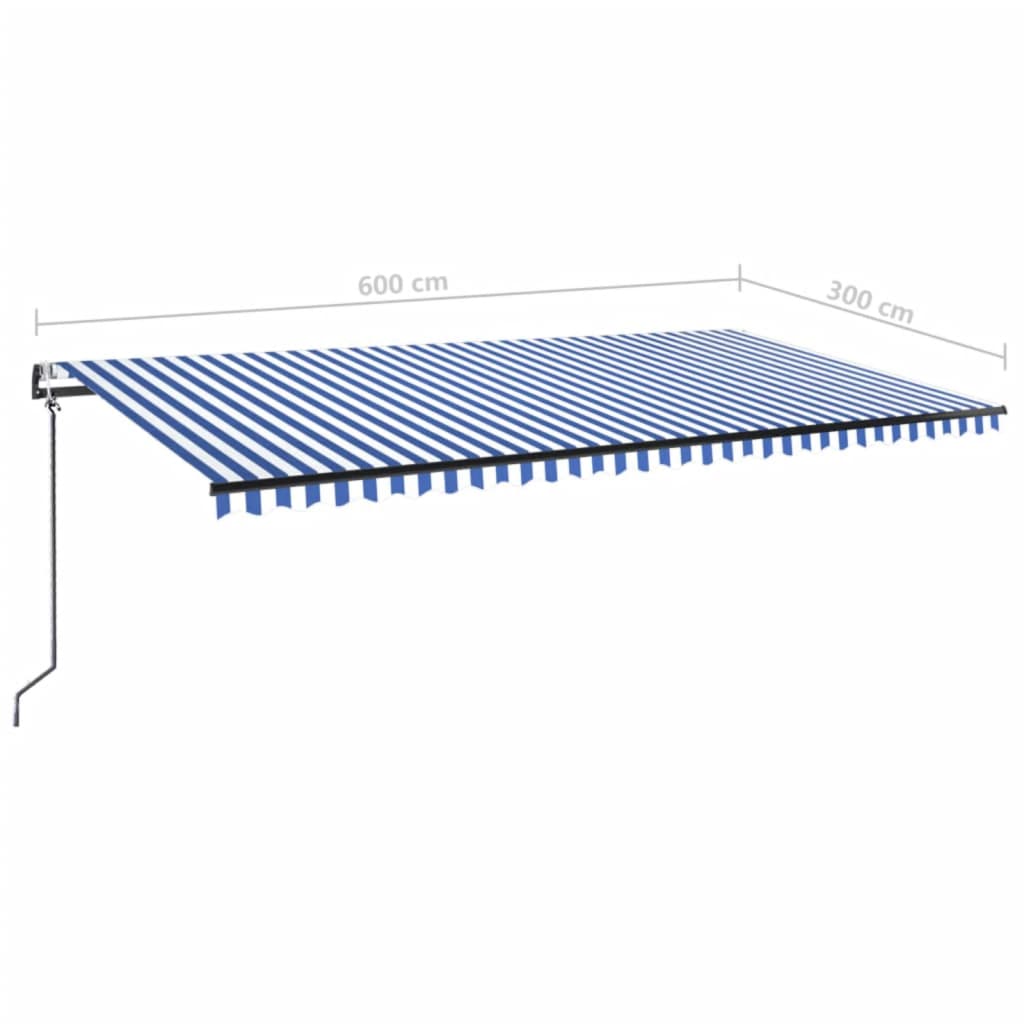 Tenda retrattile Blu e Bianco 600 × 300 cm Poliestere