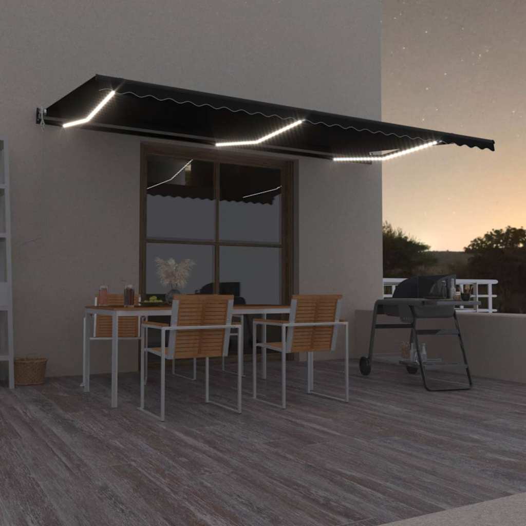 Tenda Automatica con Sensore Vento e LED 600x300 cm Antracite