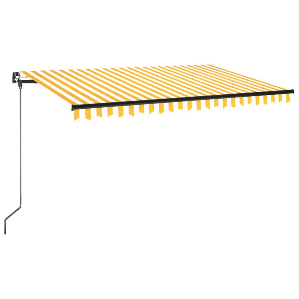 Tenda da Sole Retrattile Manuale LED 400x350 cm Giallo Bianco