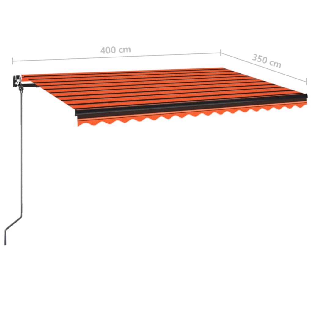 Tenda da Sole Manuale con LED 400x350 cm Arancione e Marrone