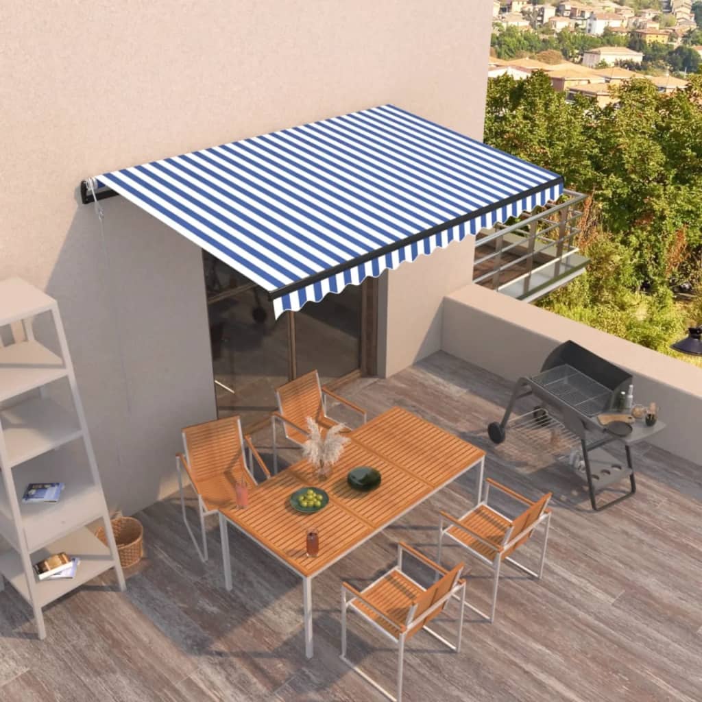 Tenda da Sole Retrattile Automatica 400x350 cm Blu e Bianca
