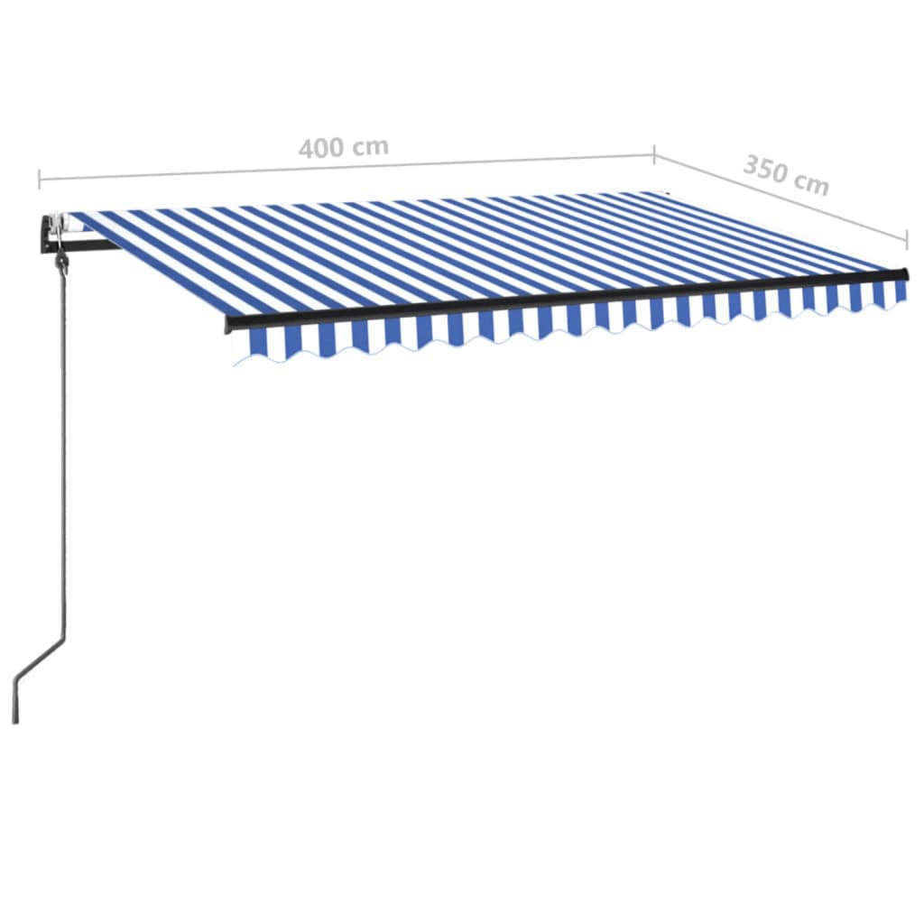 Tenda retrattile Blu e Bianco 400 × 350 cm Poliestere