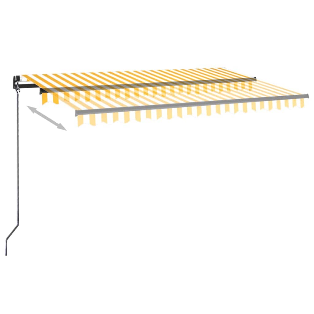 Tenda da Sole Retrattile Manuale LED 450x350 cm Giallo Bianco