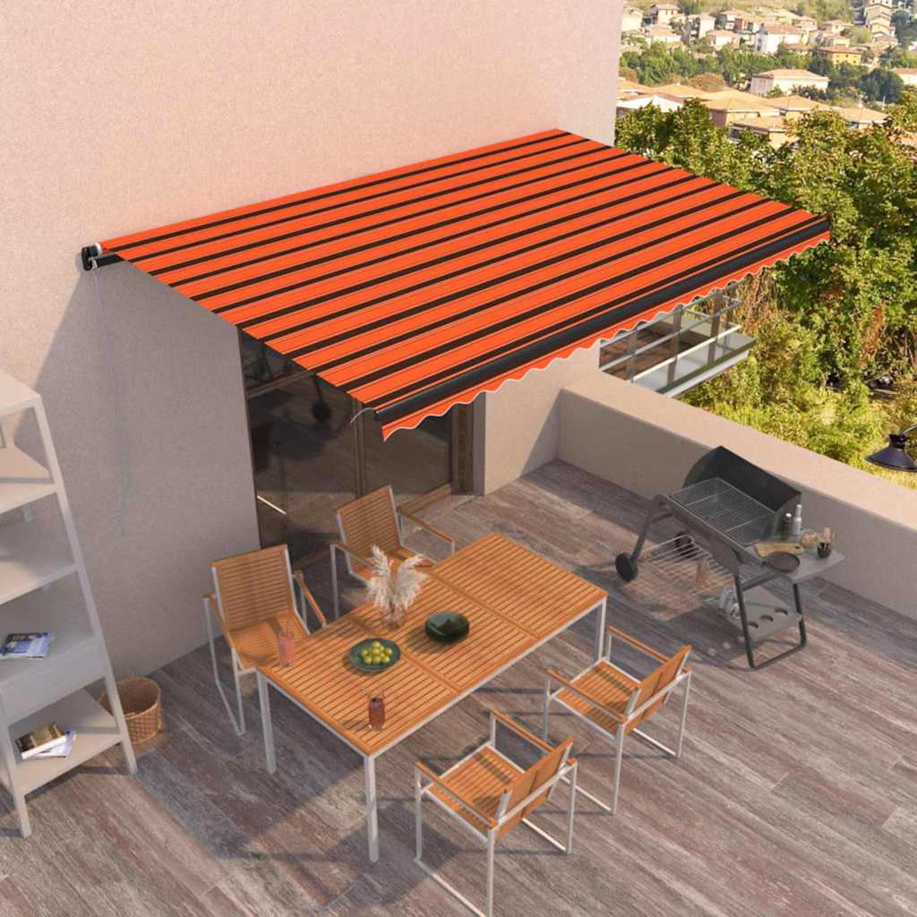 Tenda da Sole Retrattile Manuale 500x350 cm Arancione e Marrone