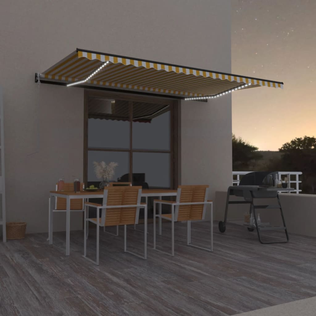 Tenda retrattile Giallo e Bianco 500 × 350 cm Poliestere