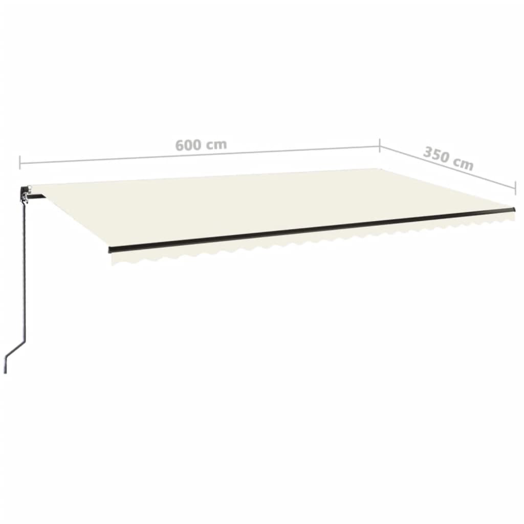 Tenda da Sole Retrattile Manuale con LED 600x350 cm Crema