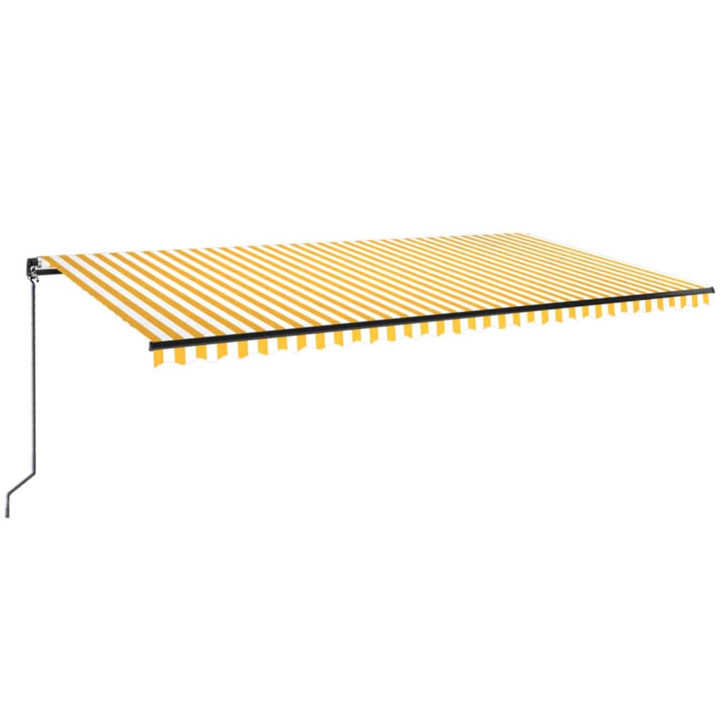 Tenda da Sole Retrattile Manuale LED 600x350 cm Giallo Bianco