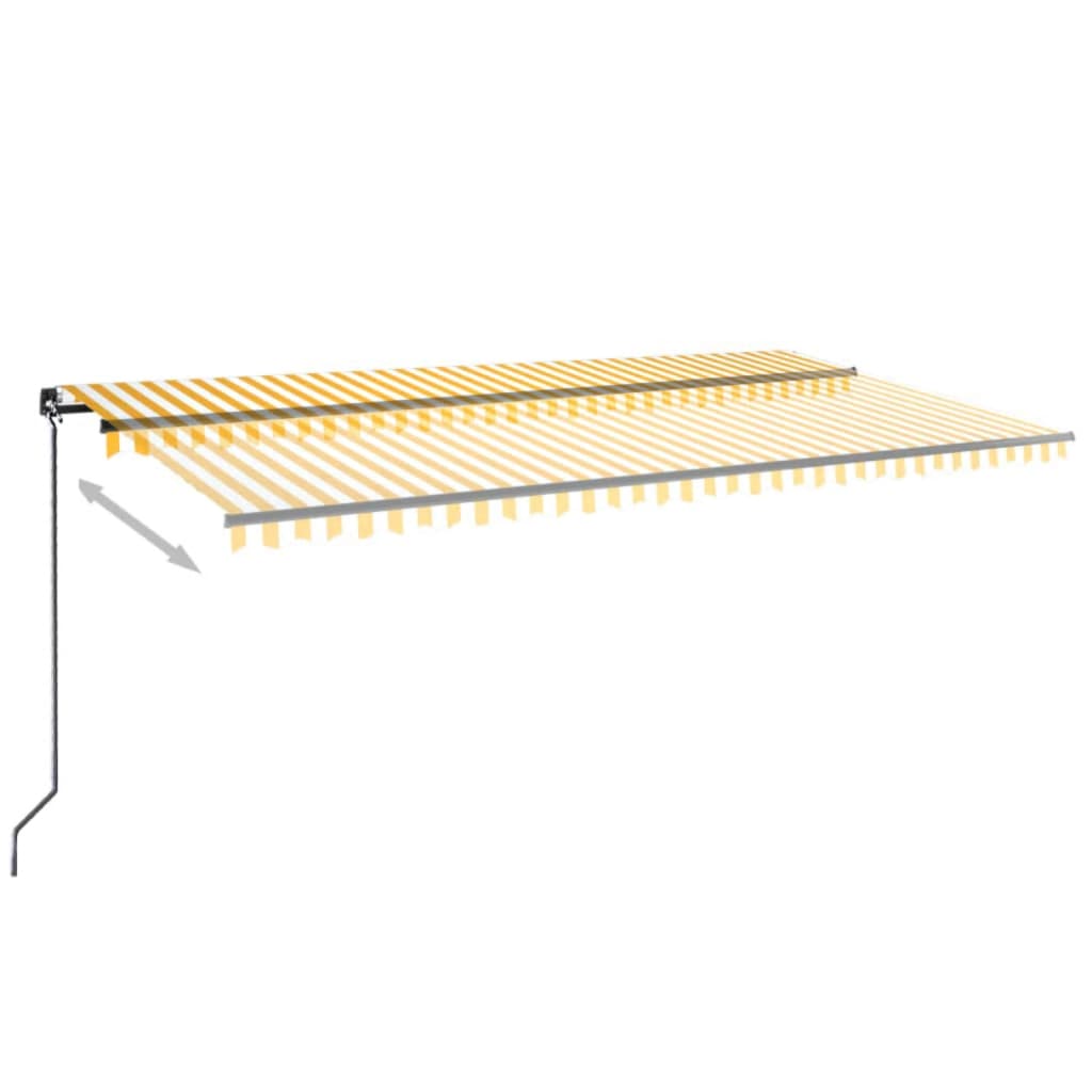 Tenda da Sole Retrattile Manuale LED 600x350 cm Giallo Bianco