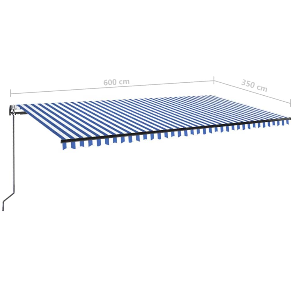 Tenda da Sole Retrattile Automatica 600x350 cm Blu e Bianca