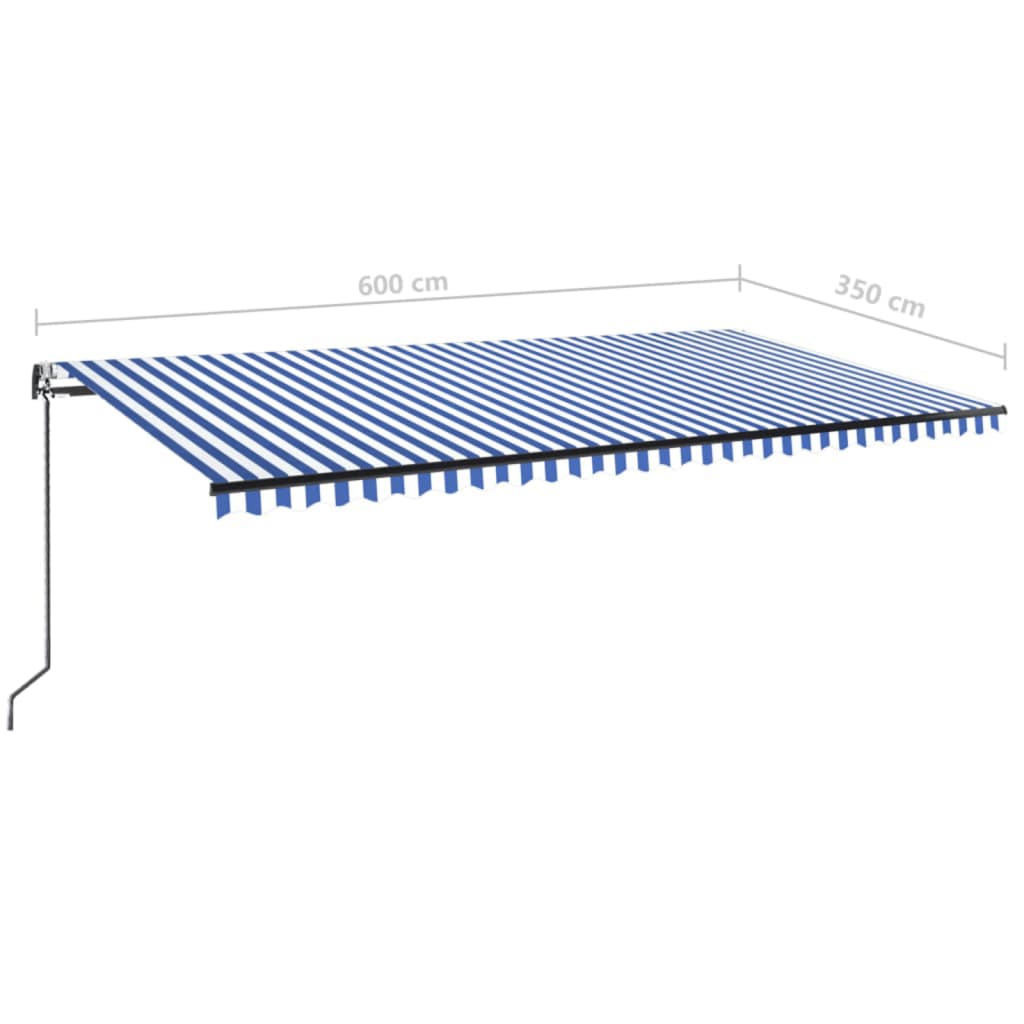 Tenda retrattile Blu e Bianco 600 × 350 cm Poliestere