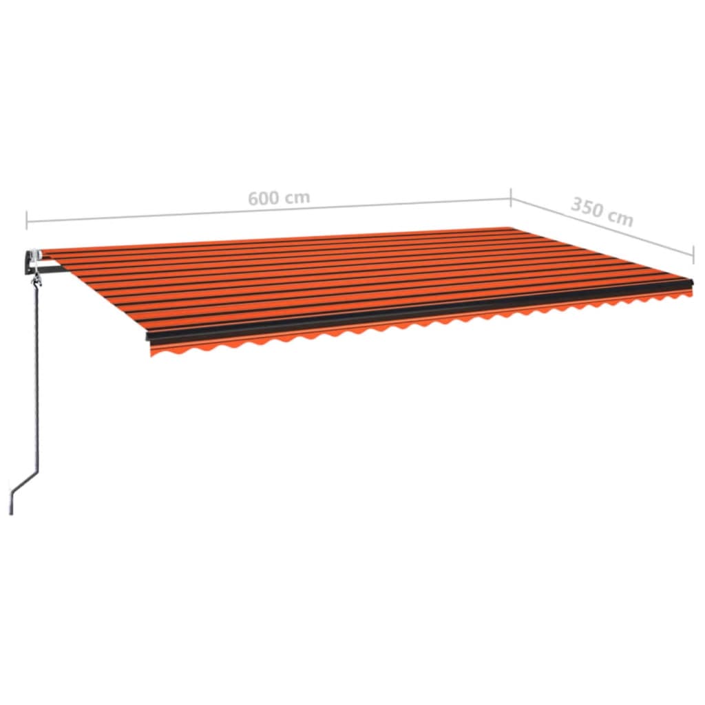 Tenda retrattile Arancione e Marrone 600 × 350 cm Poliestere