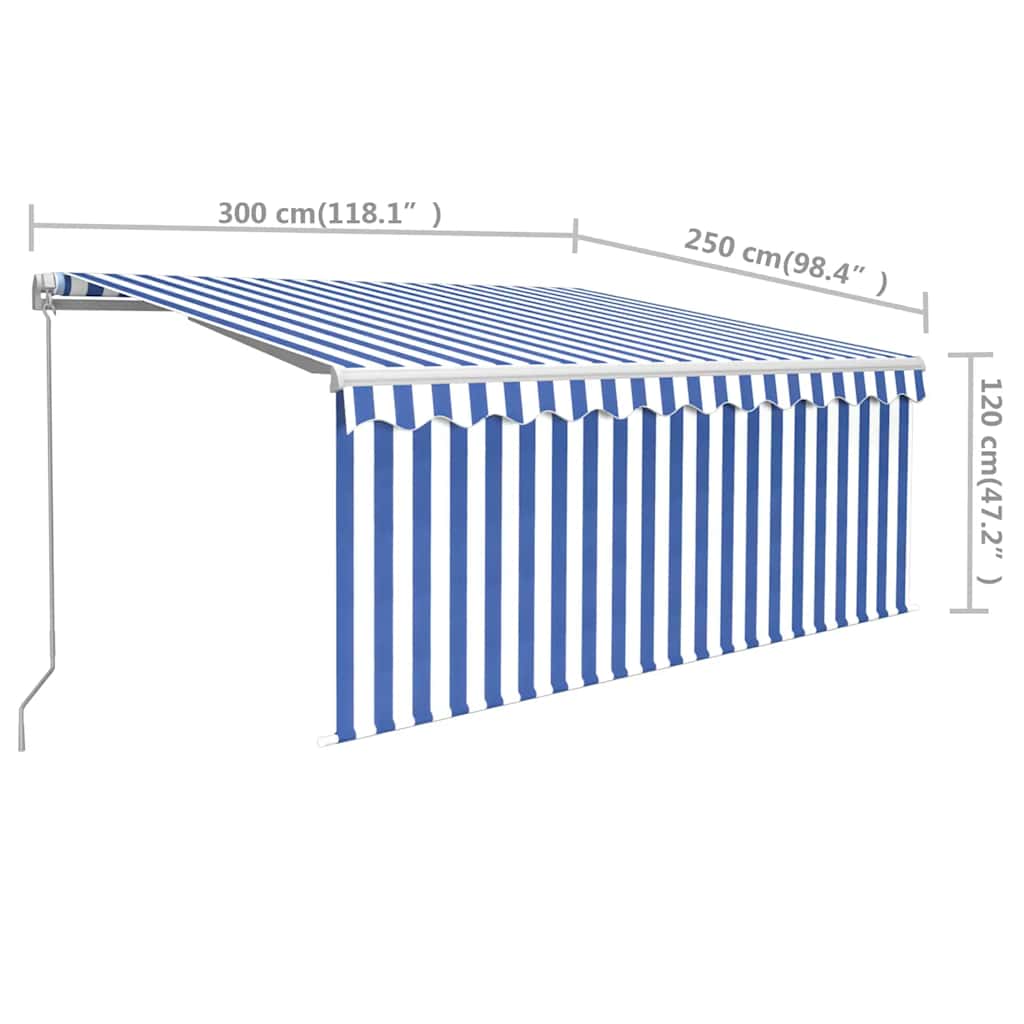 Tenda retrattile Blu e Bianco 3 x 2,5 m Poliestere