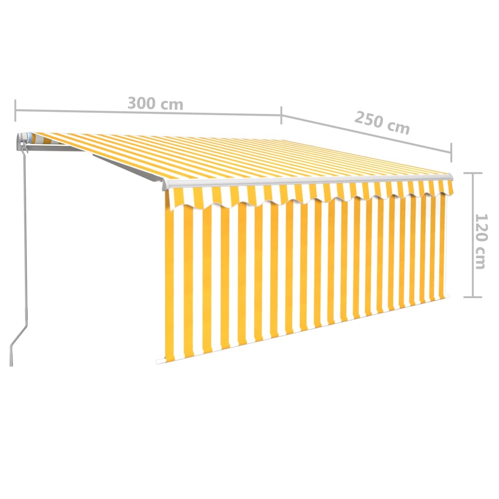 Tenda retrattile Giallo e Bianco 3 x 2,5 m Poliestere