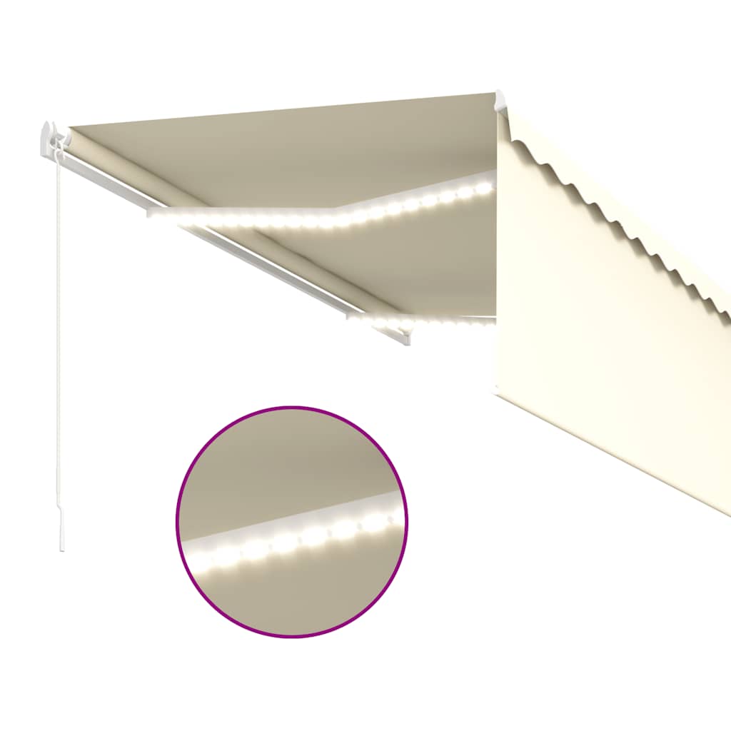 Tenda da Sole Retrattile Manuale con LED 3x2,5 m Crema