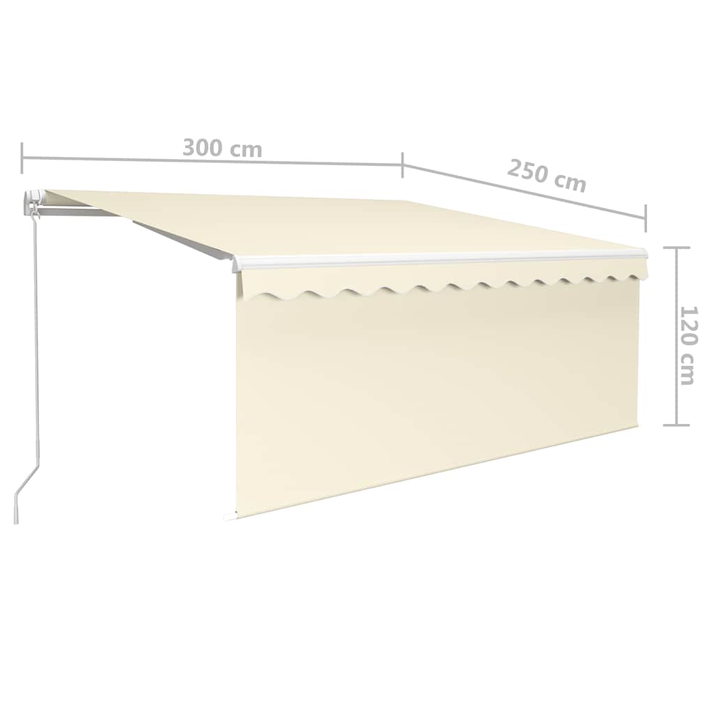 Tenda da Sole Retrattile Manuale con LED 3x2,5 m Crema