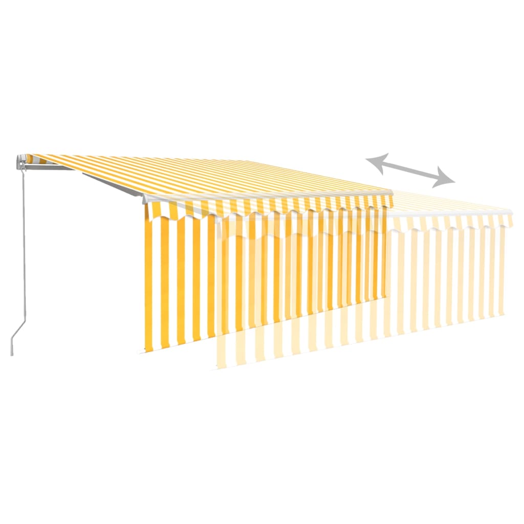 Tenda Sole Retrattile Manuale Parasole LED 3x2,5m Gialla Bianca