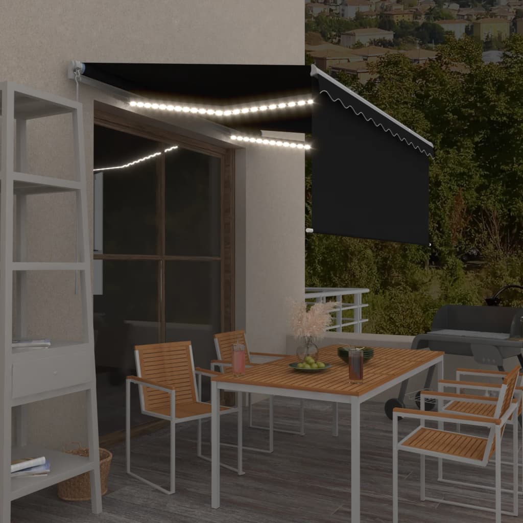 Tenda da Sole Retrattile Manuale con LED 3x2,5 m Antracite