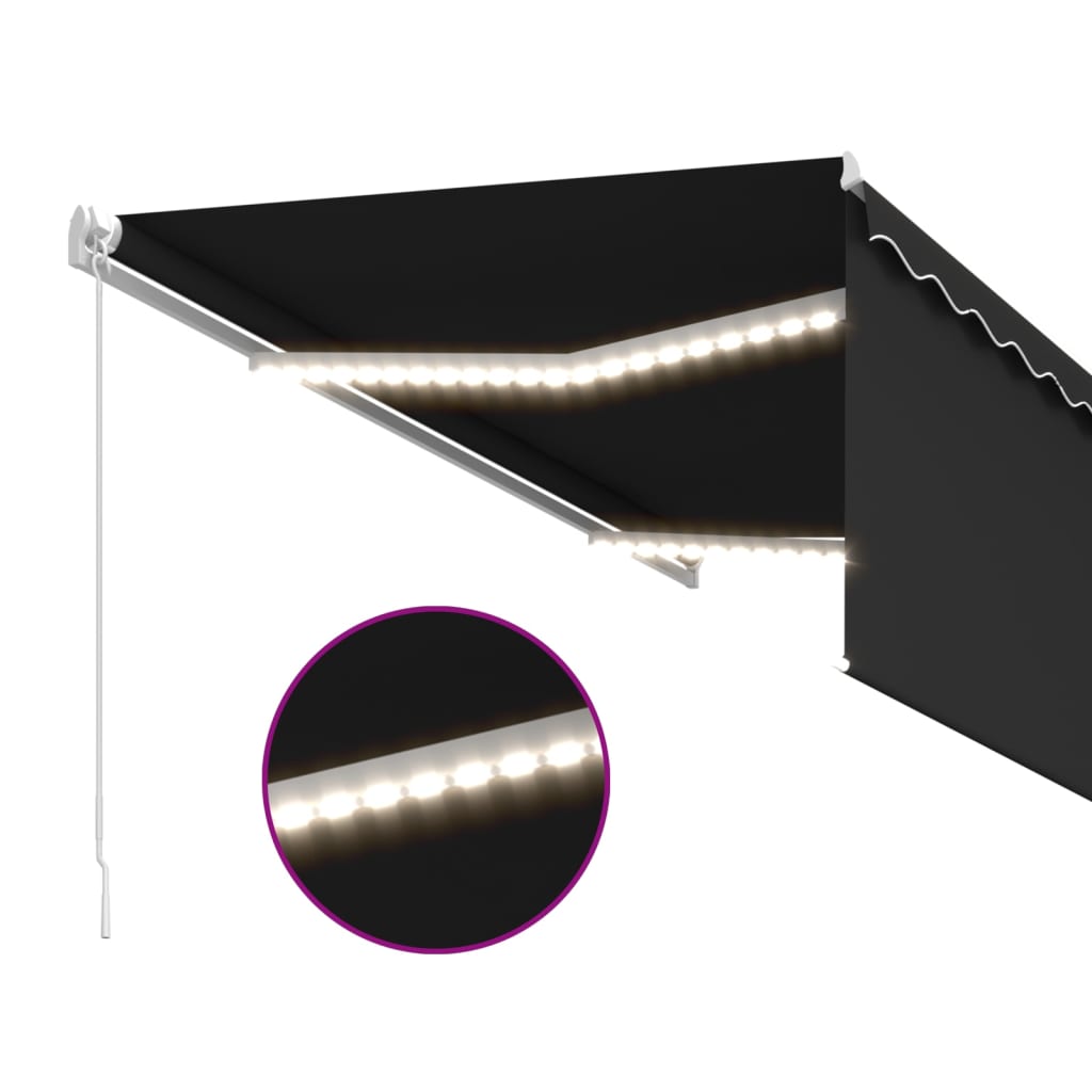 Tenda da Sole Retrattile Manuale con LED 3x2,5 m Antracite