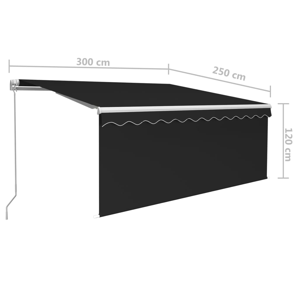 Tenda da Sole Retrattile Manuale con LED 3x2,5 m Antracite