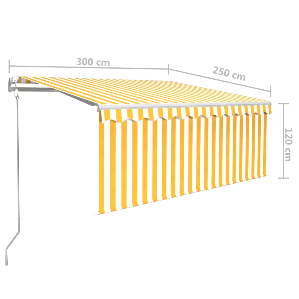 Tenda Automatica con LED Sensore Vento 3x2,5 m Giallo Bianco