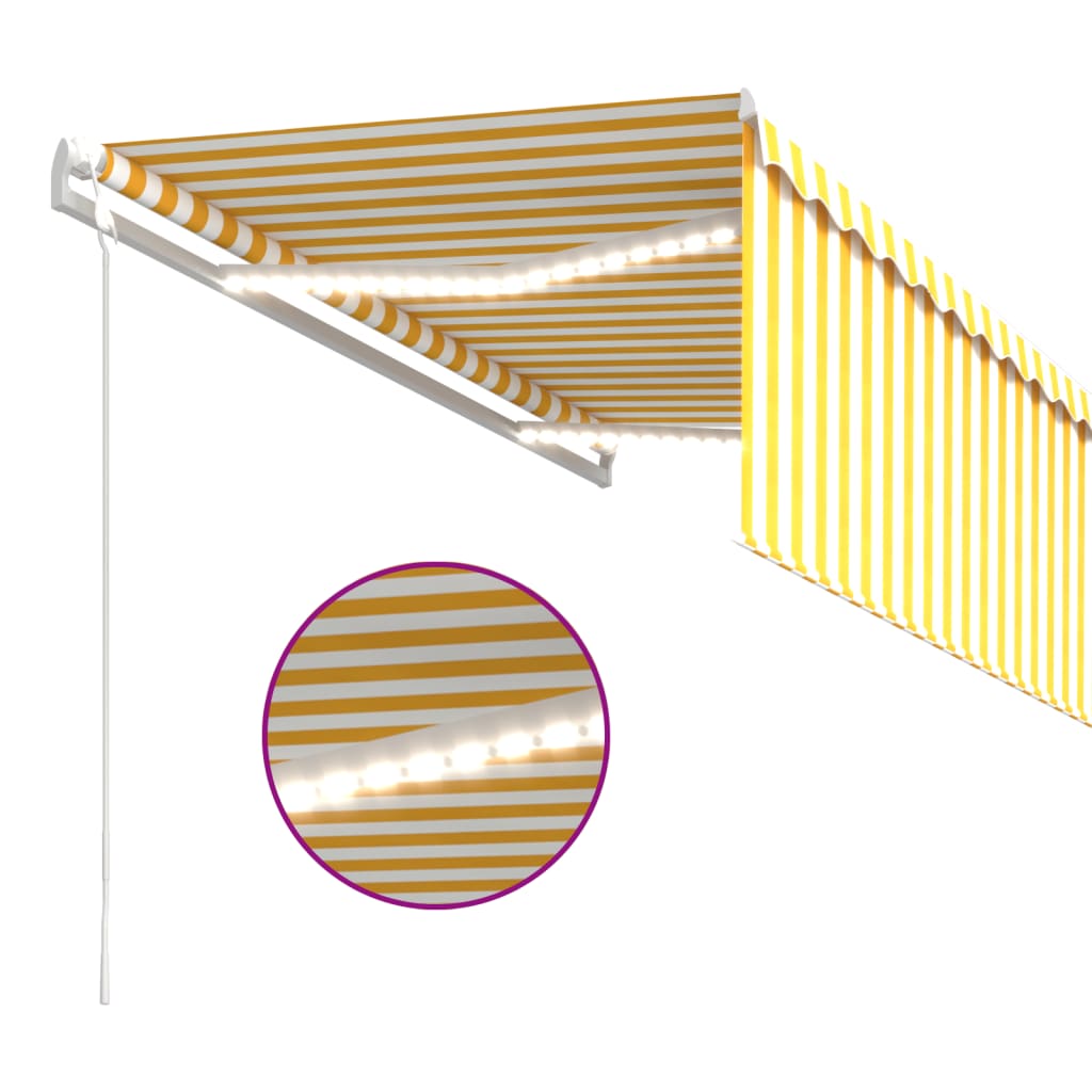 Tenda Automatica con LED Sensore Vento 3x2,5 m Giallo Bianco