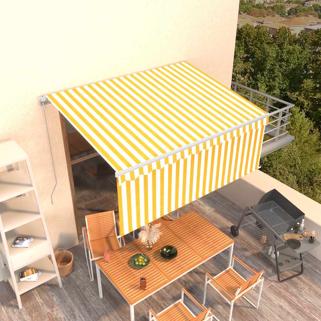 Tenda retrattile Giallo e Bianco 3,5 x 2,5 m Poliestere