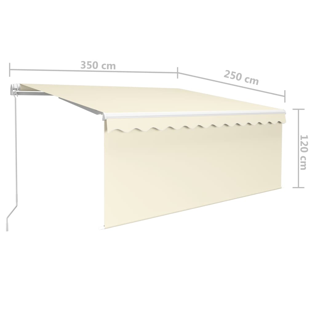 Tenda da Sole Retrattile Manuale con LED 3,5x2,5 m Crema