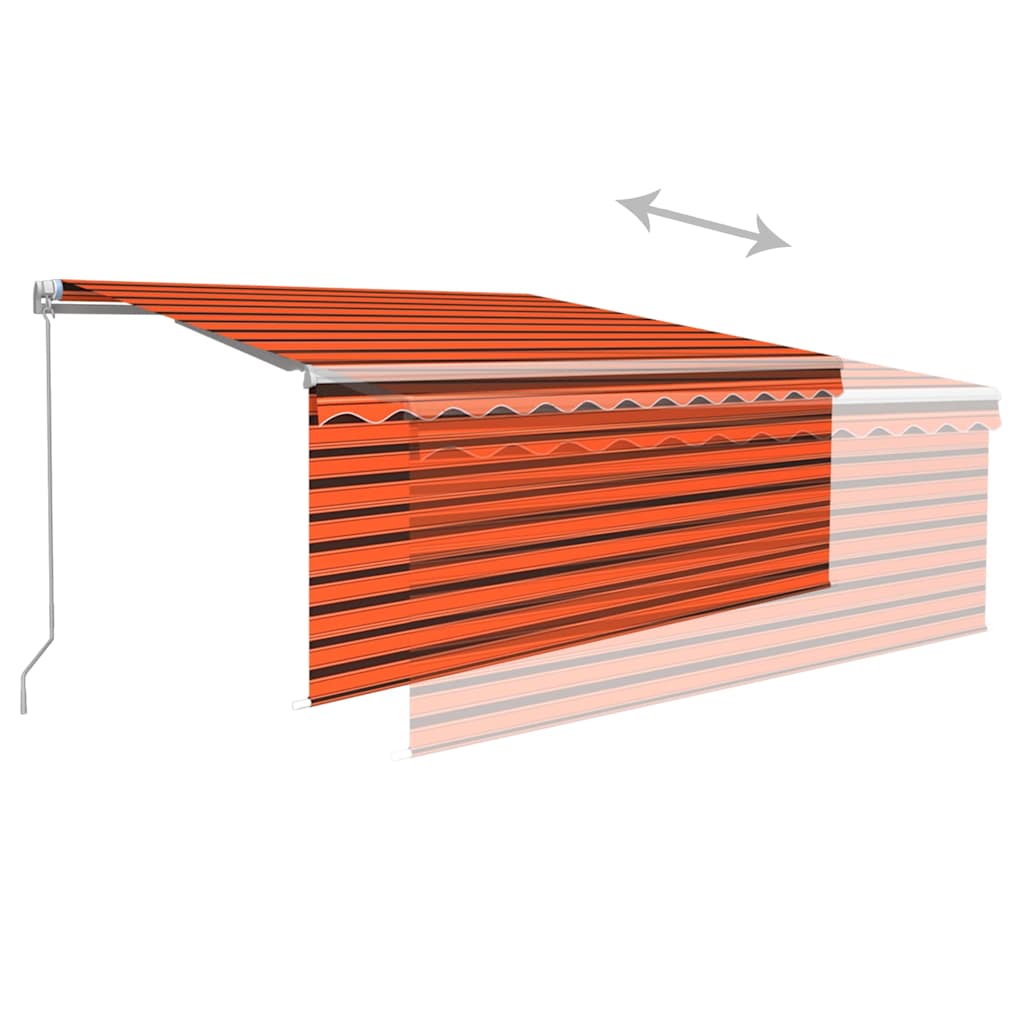Tenda da Sole Retrattile Manuale LED 3,5x2,5m Arancione Marrone