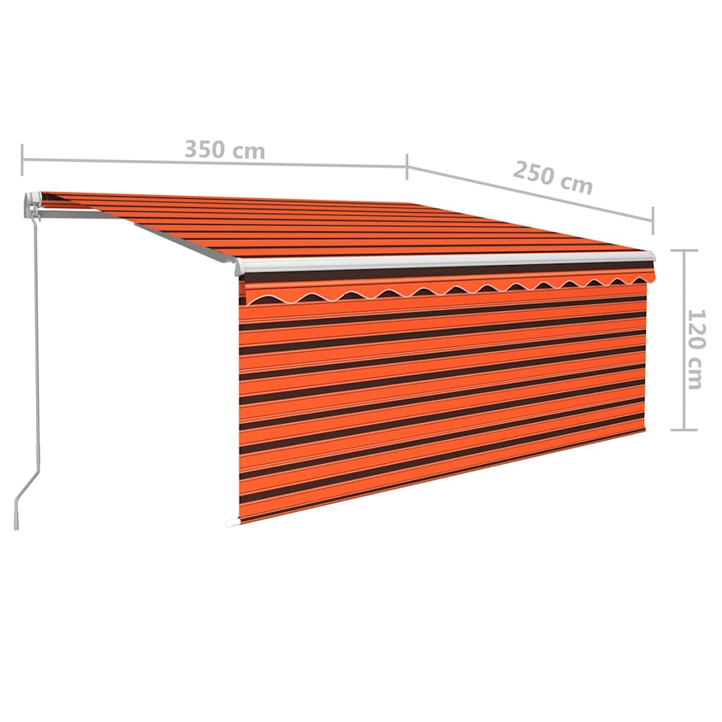Tenda da Sole Retrattile Manuale LED 3,5x2,5m Arancione Marrone