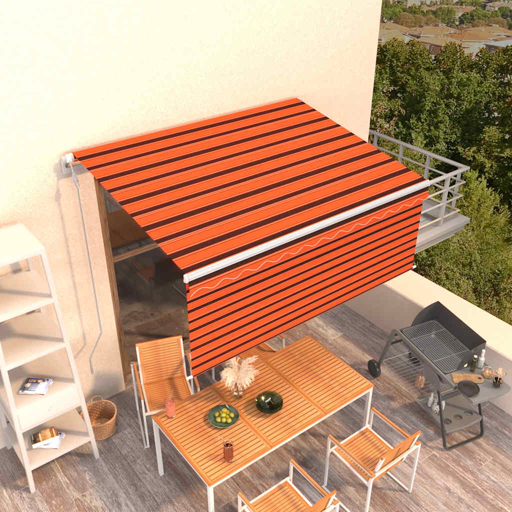 Tenda Retrattile Automatica Parasole 3,5x2,5m Arancio e Marrone