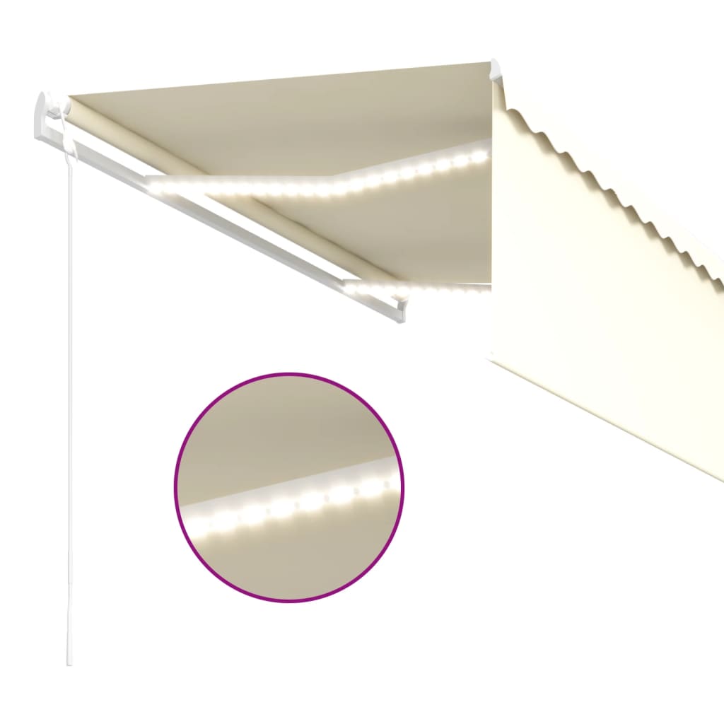 Tenda Automatica Parasole LED Sensore Vento 3,5x2,5cm Crema