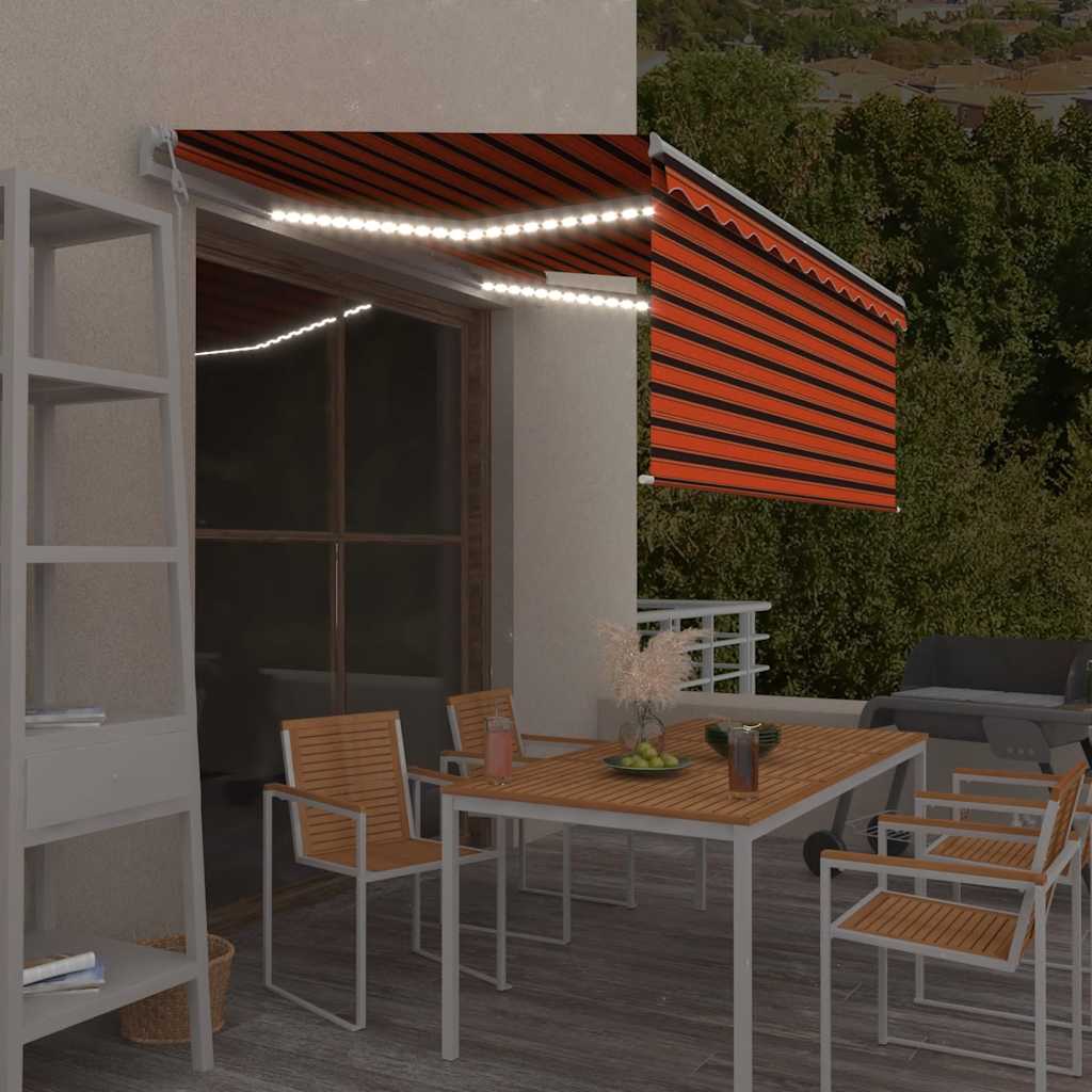 Tenda Automatica con Sensore Vento 3,5x2,5m Arancione e Marrone