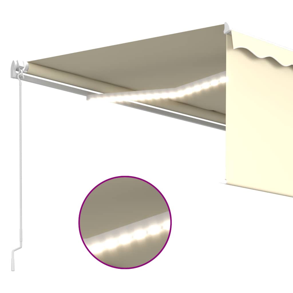 Tenda da Sole Retrattile Manuale con LED 4x3 m Crema